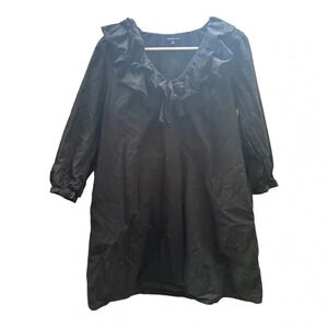 Who What Wear Black Ruffle Neck Long Sleeve Mini Dress // Size Small